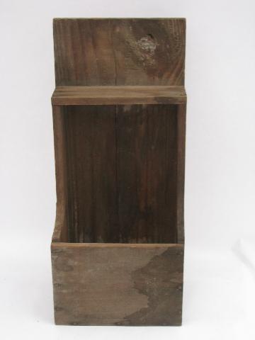 photo of primitive rough old wood wall rack, spoon or knife holder, salt box? #2