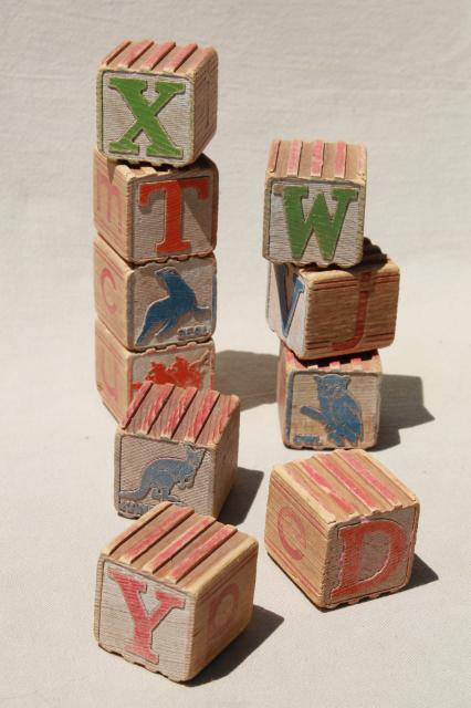 photo of primitive rustic vintage wood alphabet blocks & wooden letters lot #2