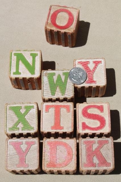 photo of primitive rustic vintage wood alphabet blocks & wooden letters lot #3