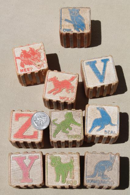 photo of primitive rustic vintage wood alphabet blocks & wooden letters lot #4