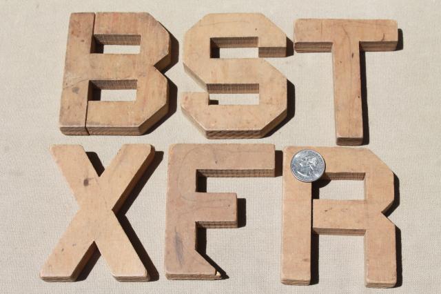 photo of primitive rustic vintage wood alphabet blocks & wooden letters lot #9