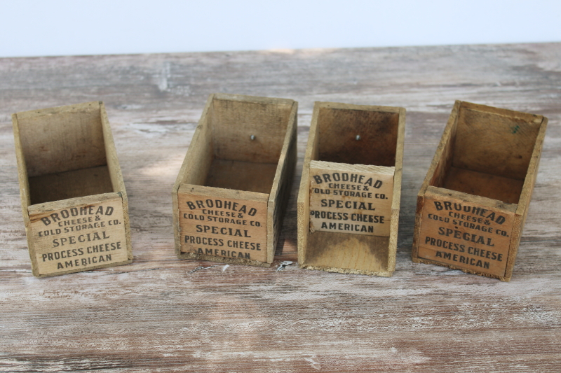 photo of primitive small tool box drawers made from vintage wood cheese boxes, Forward, Brodhead Wisconsin #4