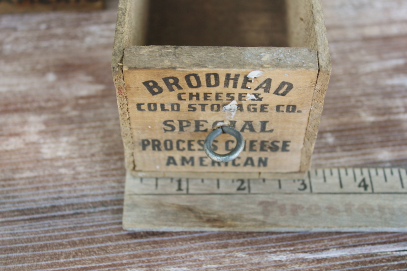 photo of primitive small tool box drawers made from vintage wood cheese boxes, Forward, Brodhead Wisconsin #7