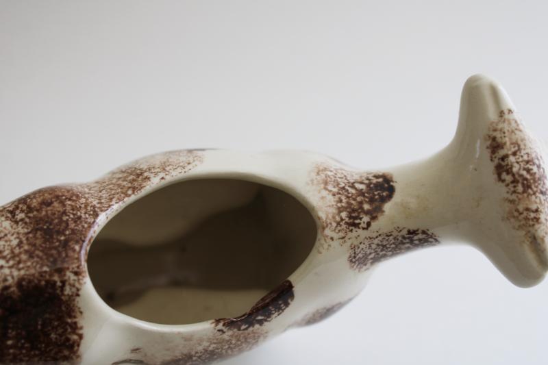 photo of primitive style folk art cow creamer, handmade ceramic artist signed 1990s vintage #4