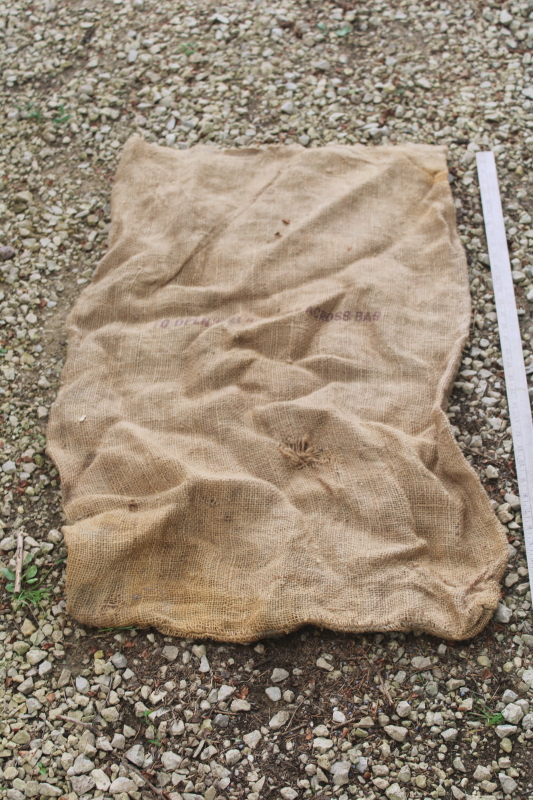 photo of  primitive vintage burlap bag, old potato sack with California Gold Bell graphics  #13