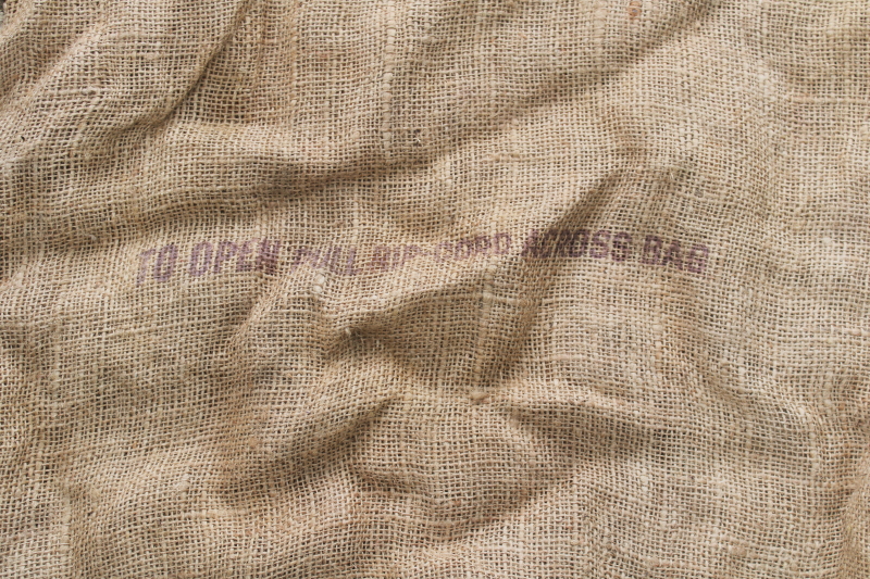 photo of  primitive vintage burlap bag, old potato sack with California Gold Bell graphics  #19