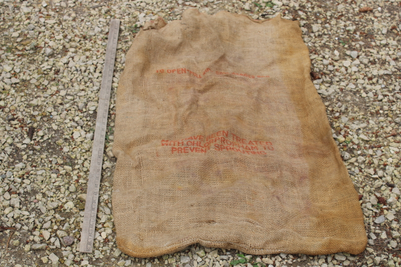 photo of  primitive vintage burlap bag, old potato sack with California King Pak graphics  #5