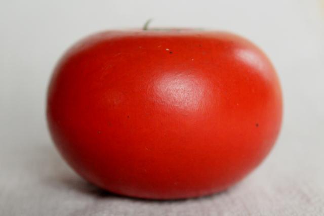 photo of primitive vintage carved wood fruit, red tomatoes or apples, rustic country bowl fillers #5