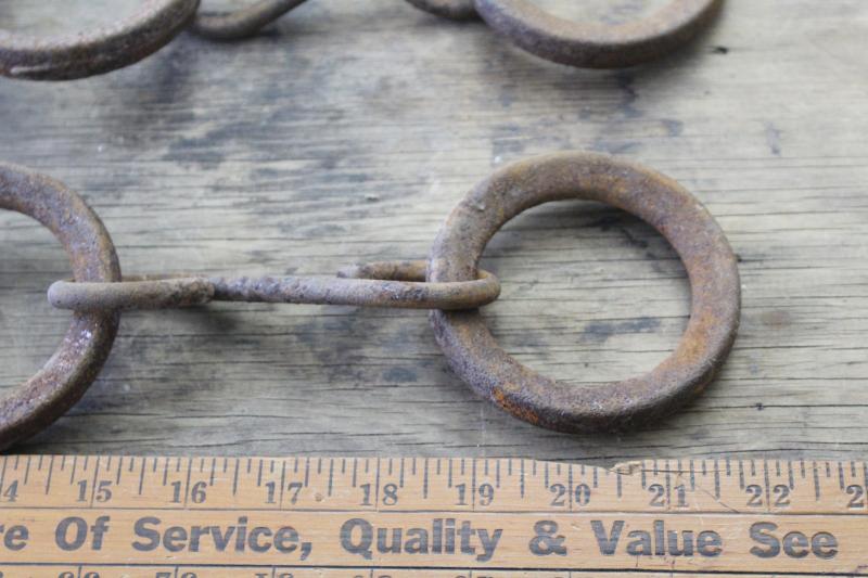 photo of primitive vintage chains w/ cast iron rings, drag for farm cultivator or grain planter #2