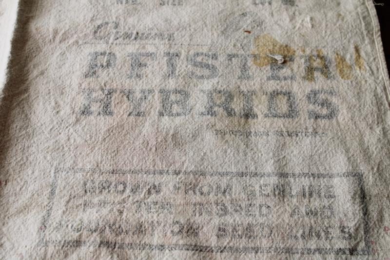 photo of primitive vintage cotton feed sack grain bag fabric w/ old seed corn print graphics #6