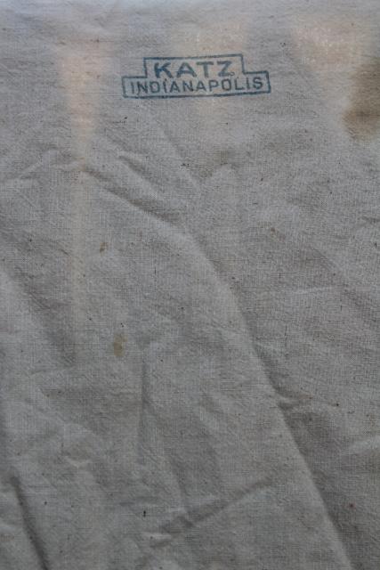 photo of primitive vintage cotton feedsack faded red blue print graphics farm chicken feed advertising #6