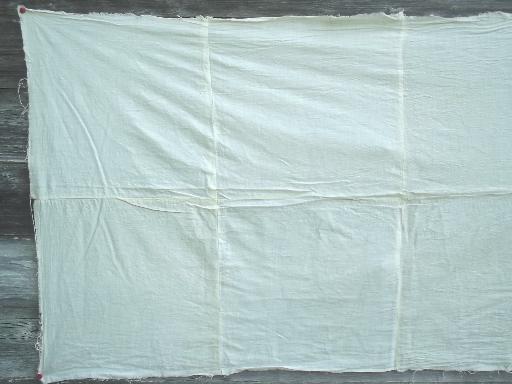 photo of primitive vintage farm table runners sewn up of old cotton sugar sack blocks #2