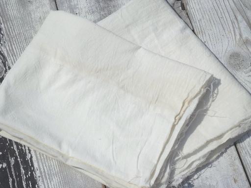 photo of primitive vintage farm table runners sewn up of old cotton sugar sack blocks #4