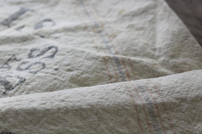 photo of primitive vintage grain sacks, Bemis seamless heavy soft washed cotton feed bags #14