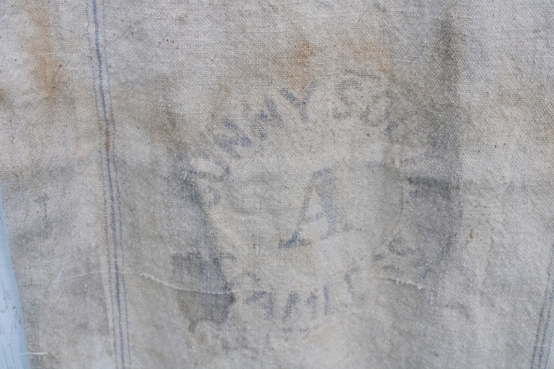 photo of primitive vintage grain sacks w/ muted stripes, seamless type heavy cotton feed bags #6