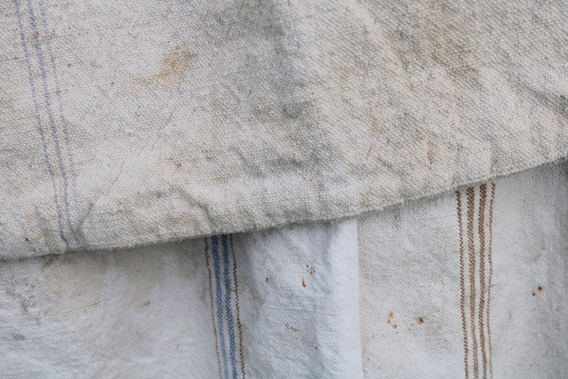photo of primitive vintage grain sacks w/ muted stripes, seamless type heavy cotton feed bags #11