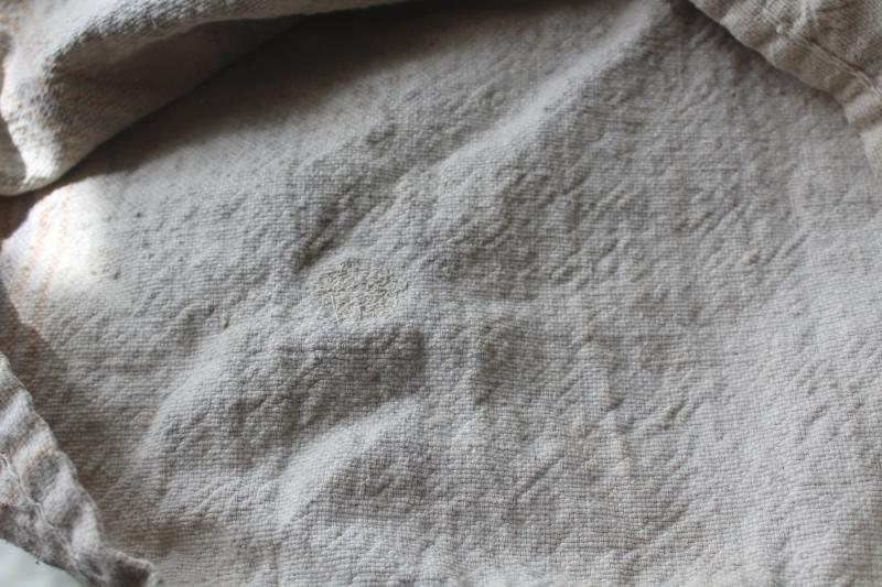 photo of primitive vintage grain sacks w/ patching and mending, seamless type heavy cotton feed bags #4