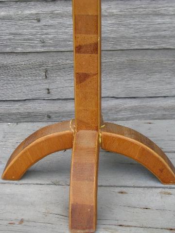 photo of primitive vintage needlework stand, big wood bowl to hold sewing, knitting #4