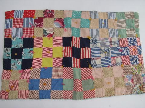 photo of primitive vintage patchwork quilts, for child's doll bed or cradle #2