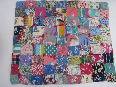 photo of primitive vintage patchwork quilts, for child's doll bed or cradle #4