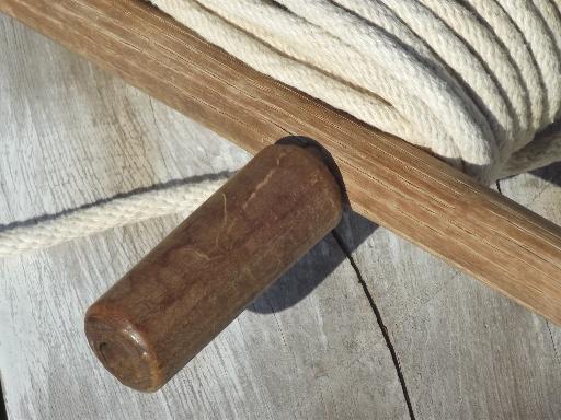 photo of primitive vintage rope winder, old wood hand winder / clothesline reel #3