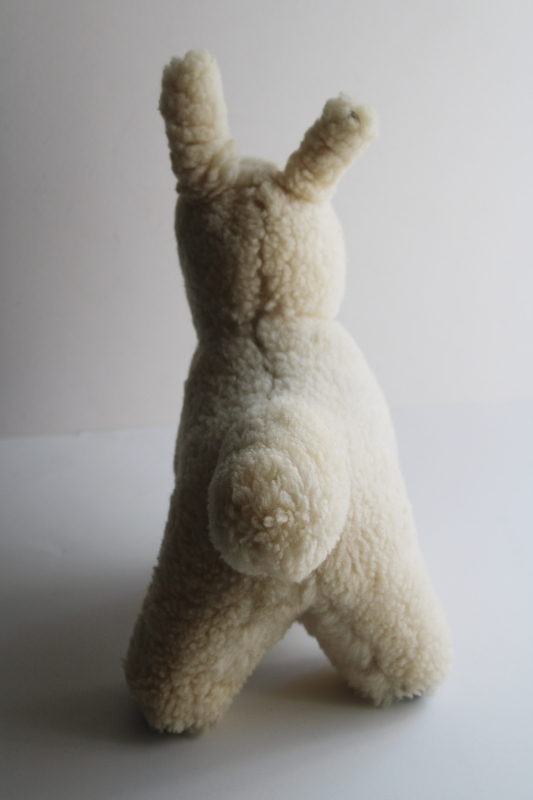 photo of primitive vintage standing sheep, fuzzy wool sherpa fabric sheep toy stuffed animal #3