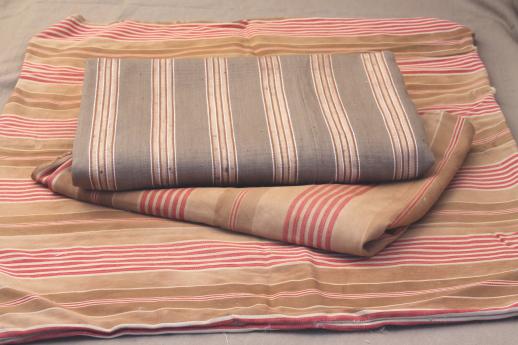 photo of primitive vintage ticking, rustic striped cotton fabric, salvaged antique fabric #1