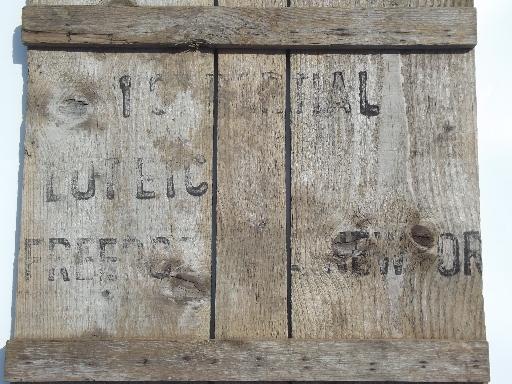 photo of primitive vintage wall art sign, rough barn wood boards w/ stencil lettering #3