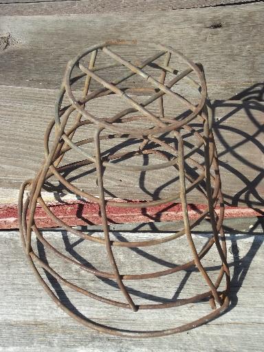 photo of primitive vintage wire basket, old farm pail produce or tool bucket #5