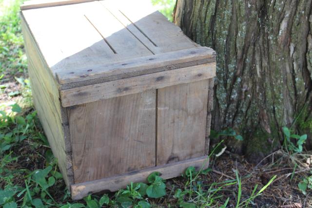 photo of primitive vintage wood box, Eatmor Cranberries fruit crate, rustic farmhouse storage #2