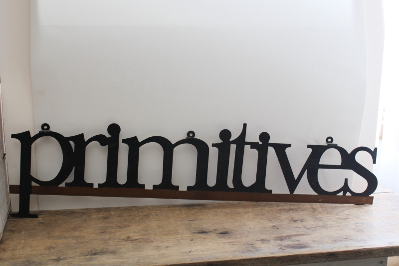 photo of primitives, large metal wall art sign, rustic vintage farmhouse style decor #1