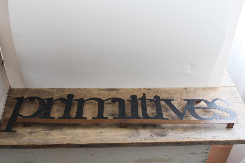 photo of primitives, large metal wall art sign, rustic vintage farmhouse style decor #2