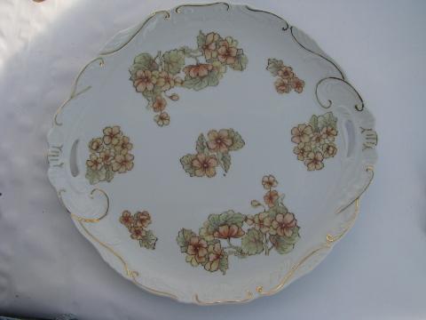 photo of primroses floral, antique china sandwich or cake plate #1