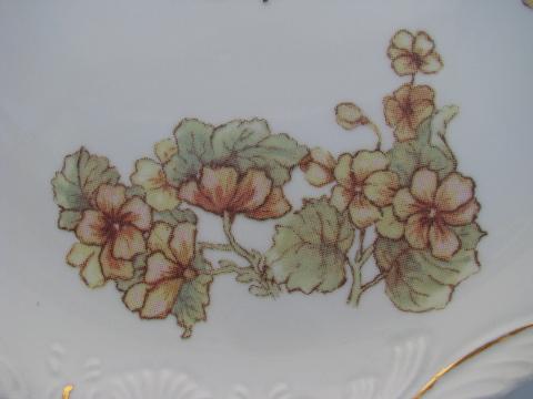 photo of primroses floral, antique china sandwich or cake plate #2