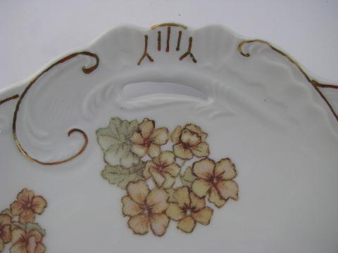 photo of primroses floral, antique china sandwich or cake plate #3