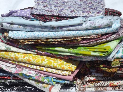 photo of print fabric and scraps lot, tiny prints florals for quilting, aprons etc. #1
