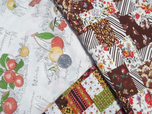 photo of print fabric and scraps lot, tiny prints florals for quilting, aprons etc. #7