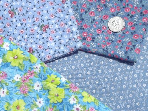 photo of print fabric and scraps lot, tiny prints florals for quilting, aprons etc. #8