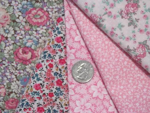 photo of print fabric and scraps lot, tiny prints florals for quilting or doll clothes #2