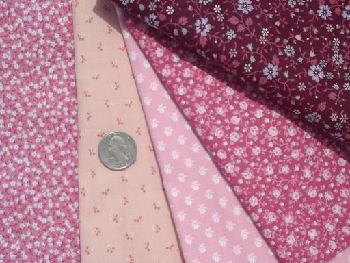 photo of print fabric and scraps lot, tiny prints florals for quilting or doll clothes #3