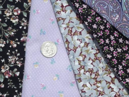 photo of print fabric and scraps lot, tiny prints florals for quilting or doll clothes #4