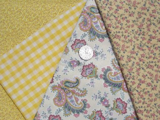 photo of print fabric and scraps lot, tiny prints florals for quilting or doll clothes #4