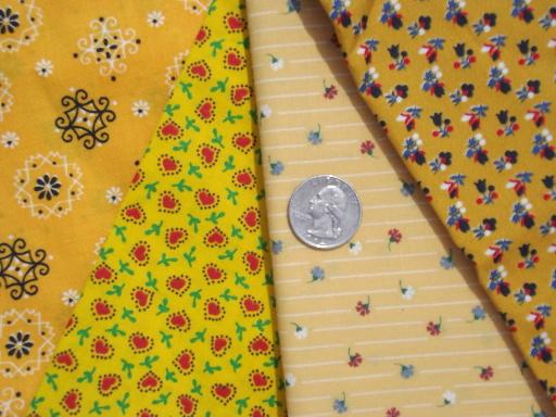 photo of print fabric and scraps lot, tiny prints florals for quilting or doll clothes #5