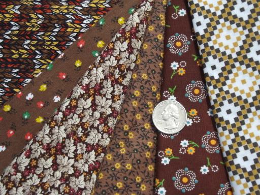 photo of print fabric and scraps lot, tiny prints florals for quilting or doll clothes #6