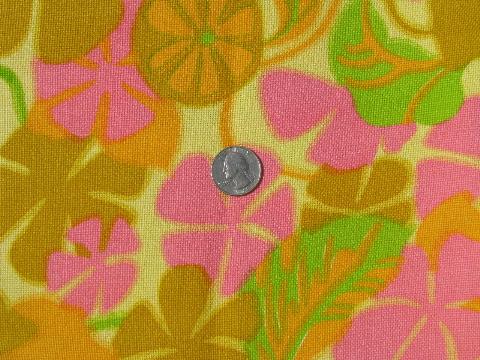 photo of psychedelic 60s jungle print, vintage linen weave cotton fabric #1