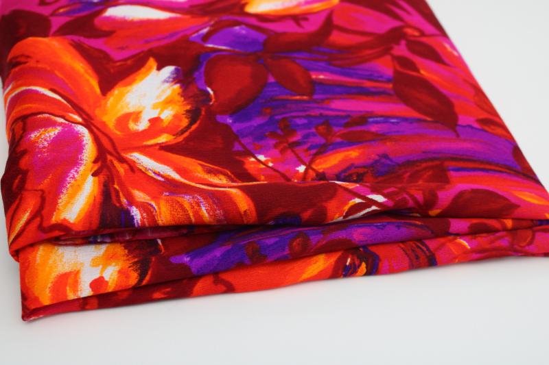 photo of psychedelic print vintage fabric, day-glow pink orange purple challis or crepe #5