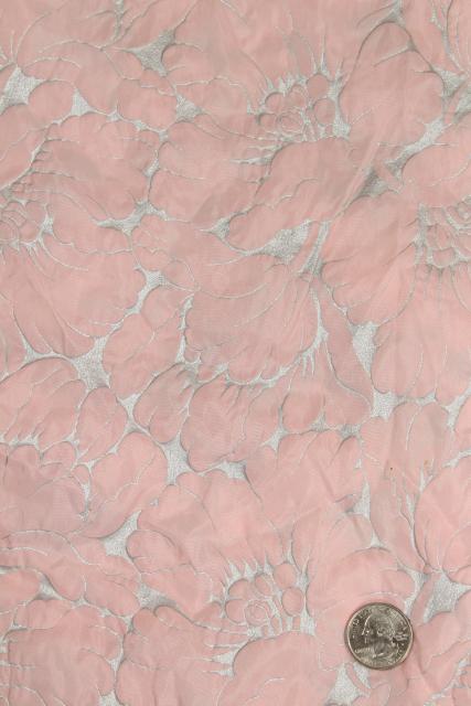 photo of puffy pink flowers rockabilly vintage nylon organza sheer fabric, 1950s girly chic #2