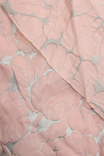 photo of puffy pink flowers rockabilly vintage nylon organza sheer fabric, 1950s girly chic #6