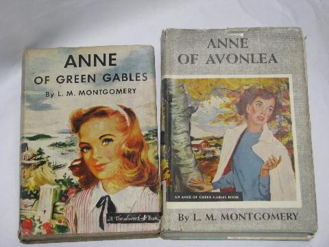 photo of pulp vintage cover art dust jackets, old Anne of Green Gables series books #2