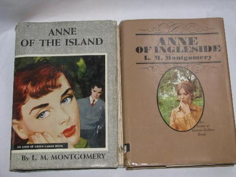 photo of pulp vintage cover art dust jackets, old Anne of Green Gables series books #3